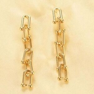 Gold Chain Drop Earrings‎ Dangle Statement Fashion Jewelry